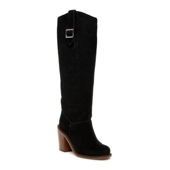 NEW KELSI DAGGER Suede Fletcher Wide Calf High Shaft Boots in black 1125 5m3 - Picture 2 of 8